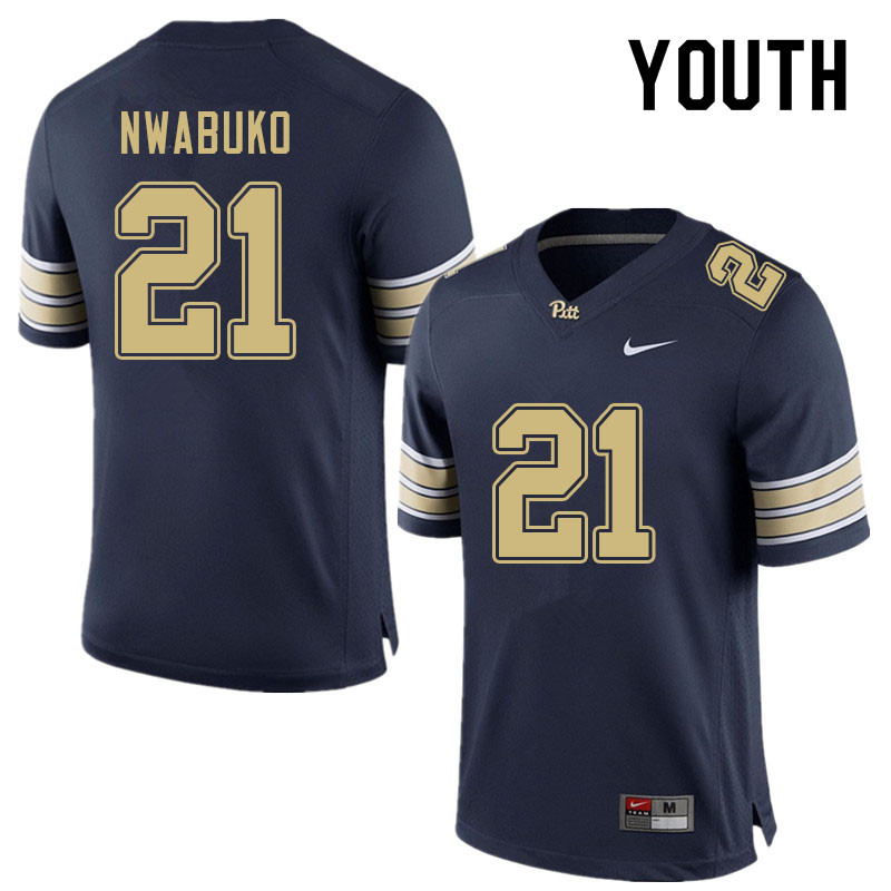 Youth #21 Che Nwabuko Pitt Panthers College Football Jerseys Sale-Navy